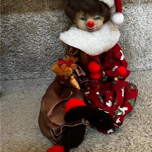 Clown porcelain faced doll with vintage outfit - Picture 4 of 4